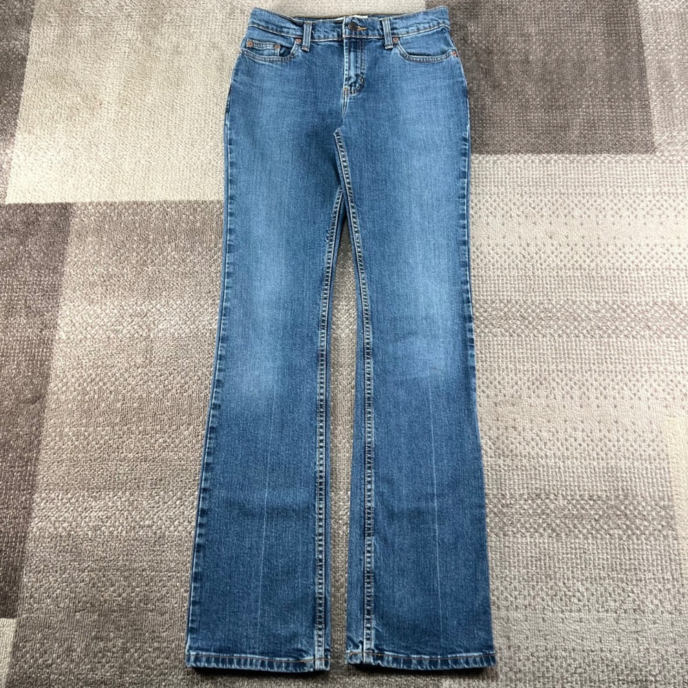 Y2K Old Navy Womens 2 Long Boot-Cut Jeans Blue Stretch Denim Mid Rise